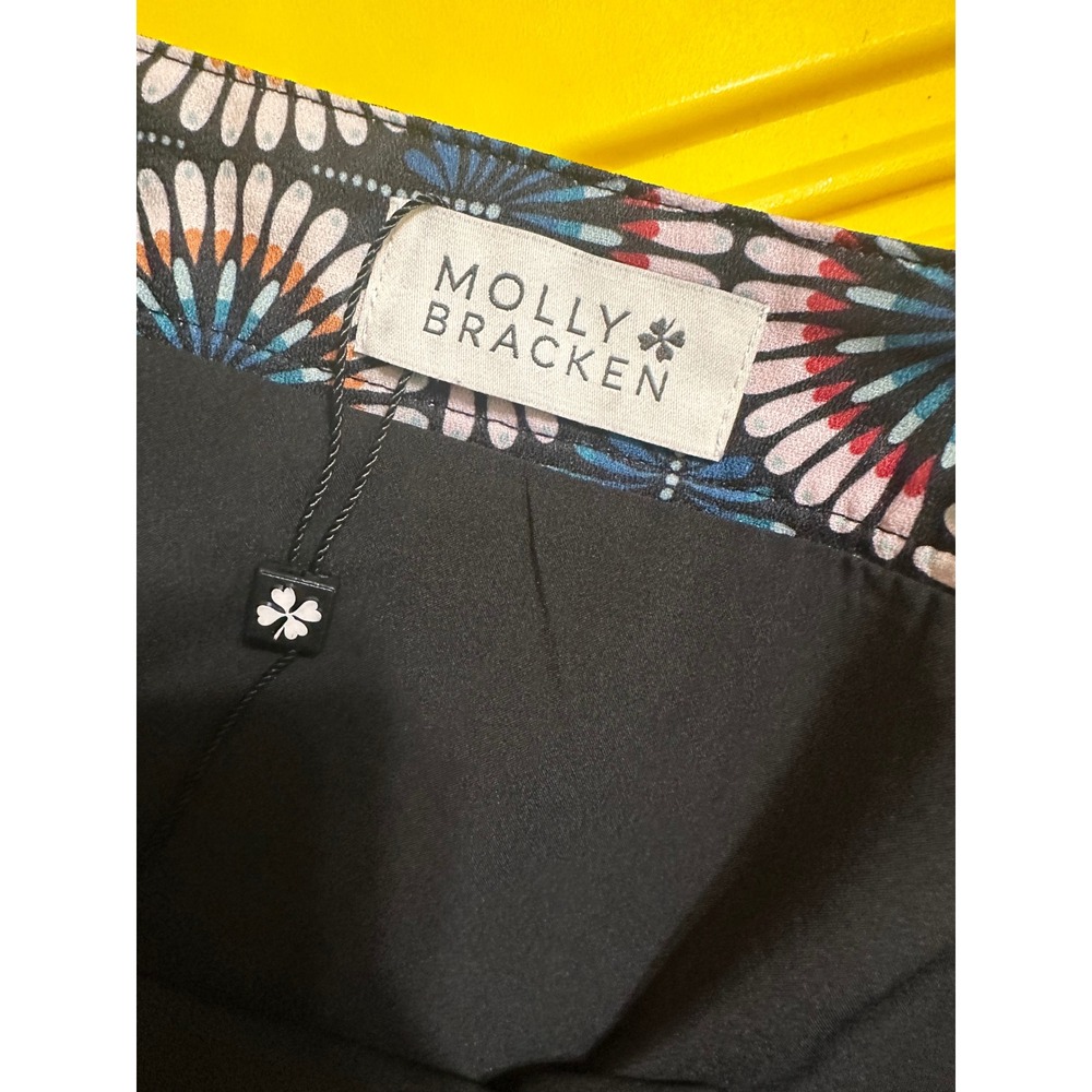 Molly Bracken Geometric Fan Print Wrap Tulip Skirt Navy Blue Teal Coral NEW - Picture 7 of 8